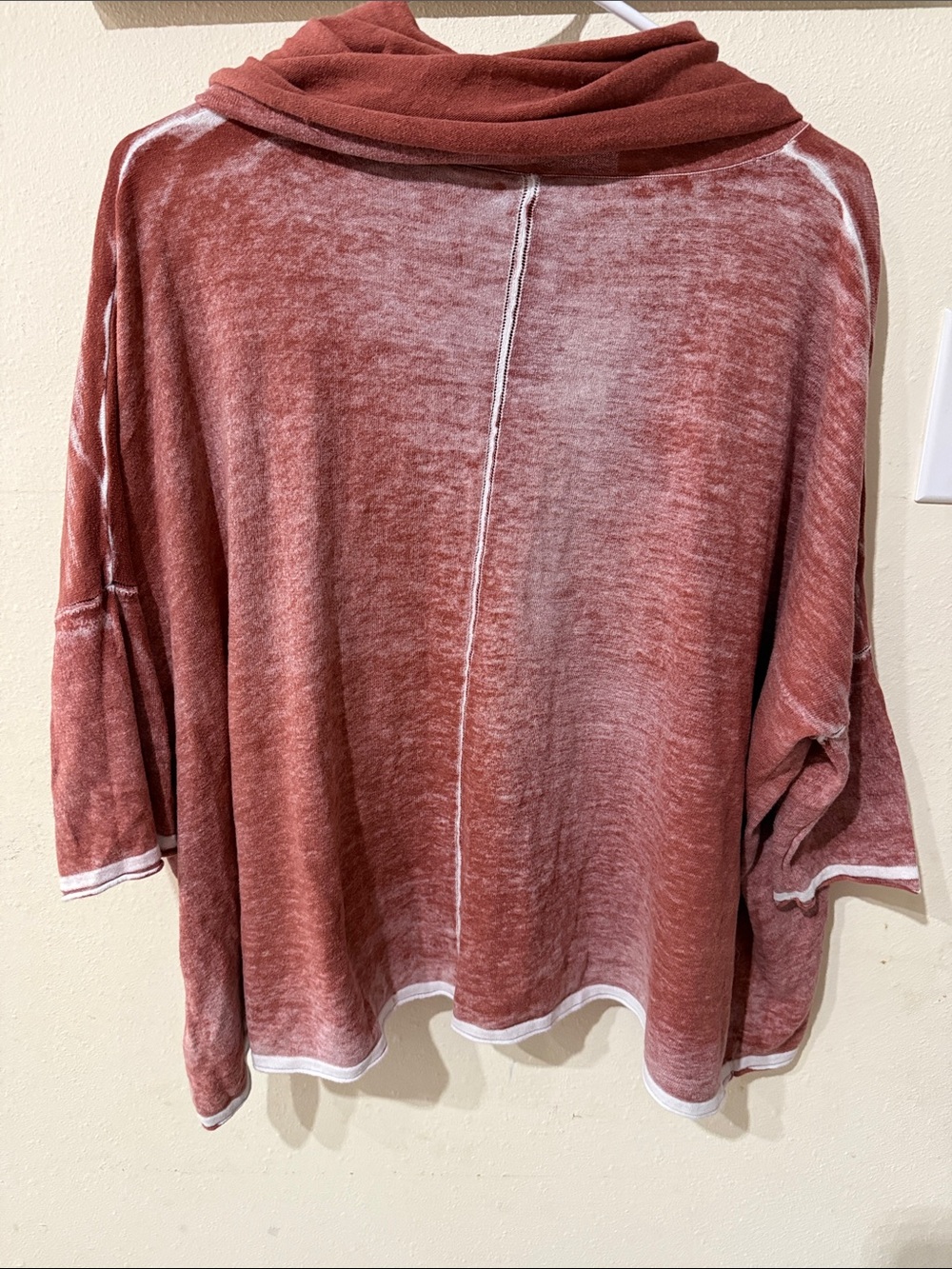 Free People Beach Cowl Neck Lightweight Oversized Pullover in Rust 100% Cotton - Picture 5 of 6